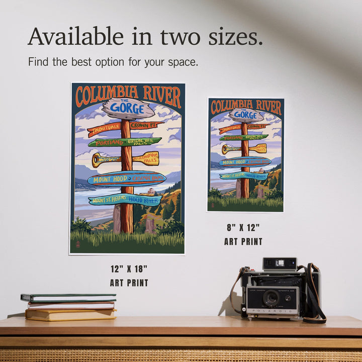 Columbia River Gorge, Oregon, Destinations Sign, Art & Giclee Prints - Lantern Press