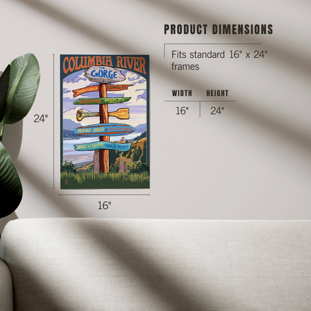 Columbia River Gorge, Oregon, Destinations Sign, Art & Giclee Prints - Lantern Press