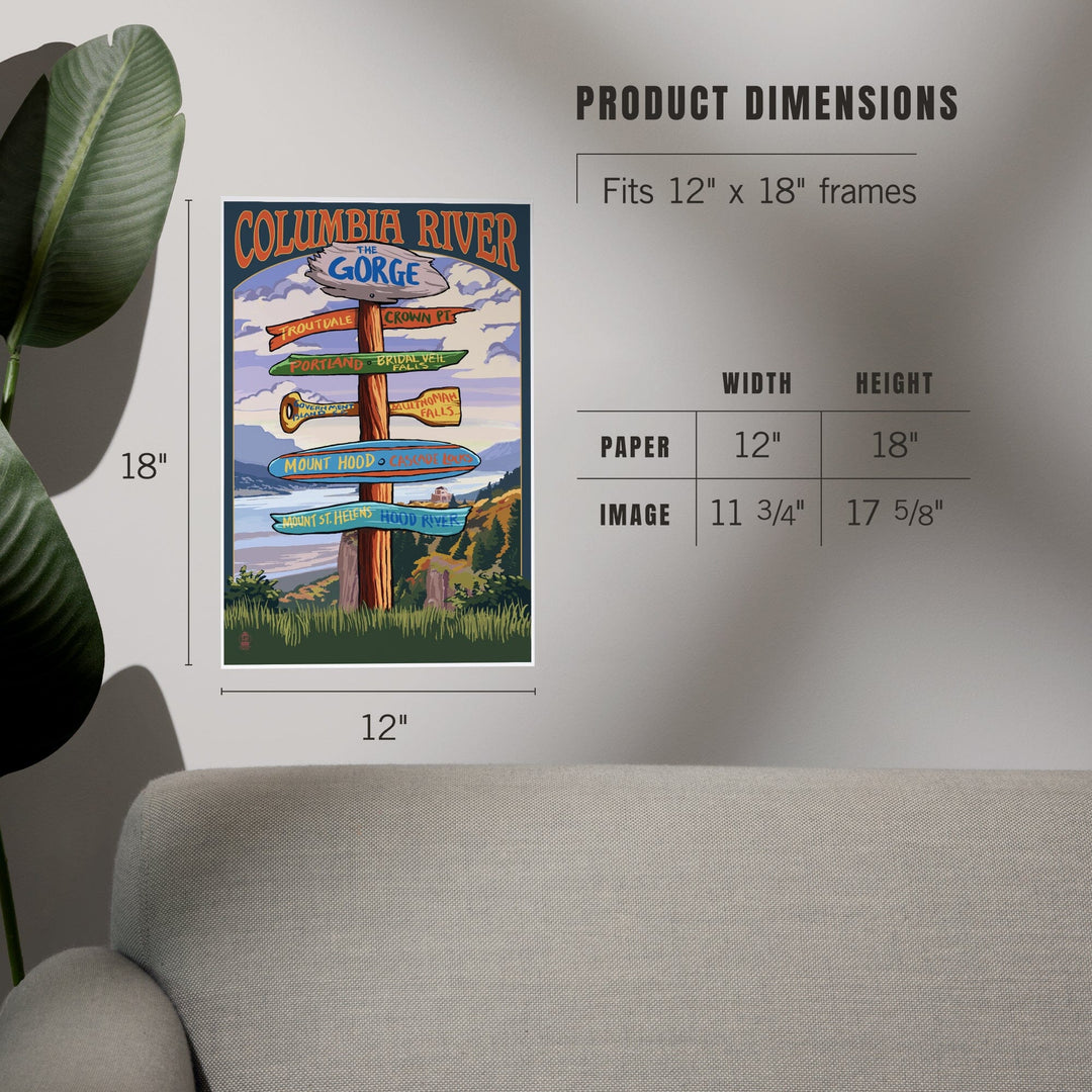 Columbia River Gorge, Oregon, Destinations Sign, Art & Giclee Prints - Lantern Press