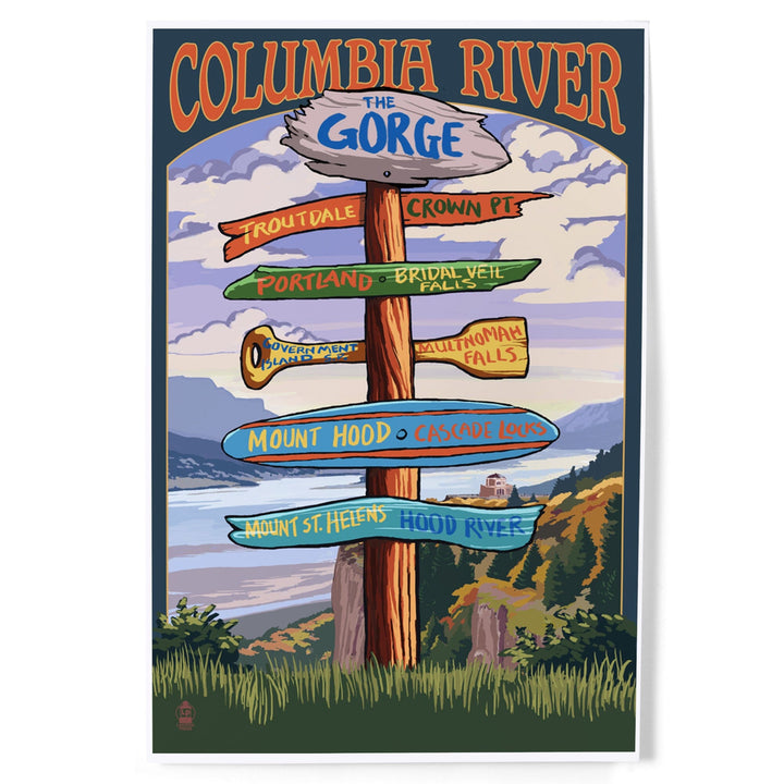 Columbia River Gorge, Oregon, Destinations Sign, Art & Giclee Prints - Lantern Press