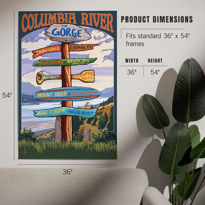 Columbia River Gorge, Oregon, Destinations Sign, Art & Giclee Prints - Lantern Press