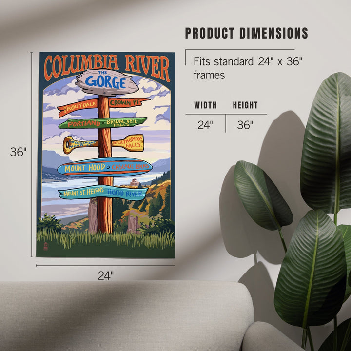 Columbia River Gorge, Oregon, Destinations Sign, Art & Giclee Prints - Lantern Press