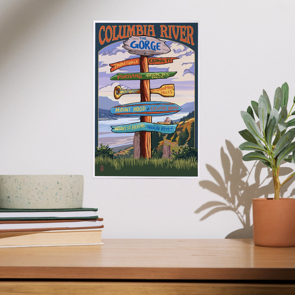 Columbia River Gorge, Oregon, Destinations Sign, Art & Giclee Prints Art Lantern Press 