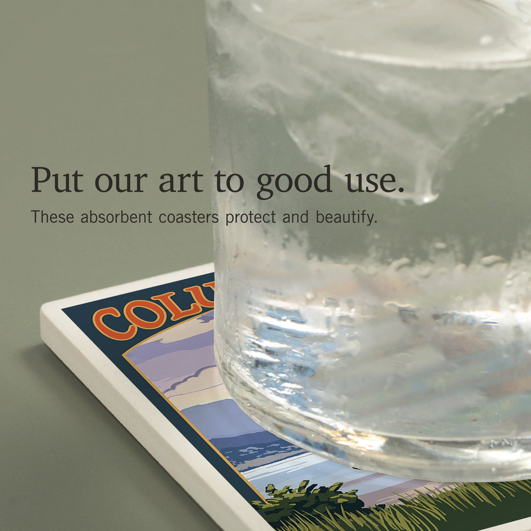 Columbia River Gorge, Oregon, Destinations Sign, Coasters Coasters Lantern Press 