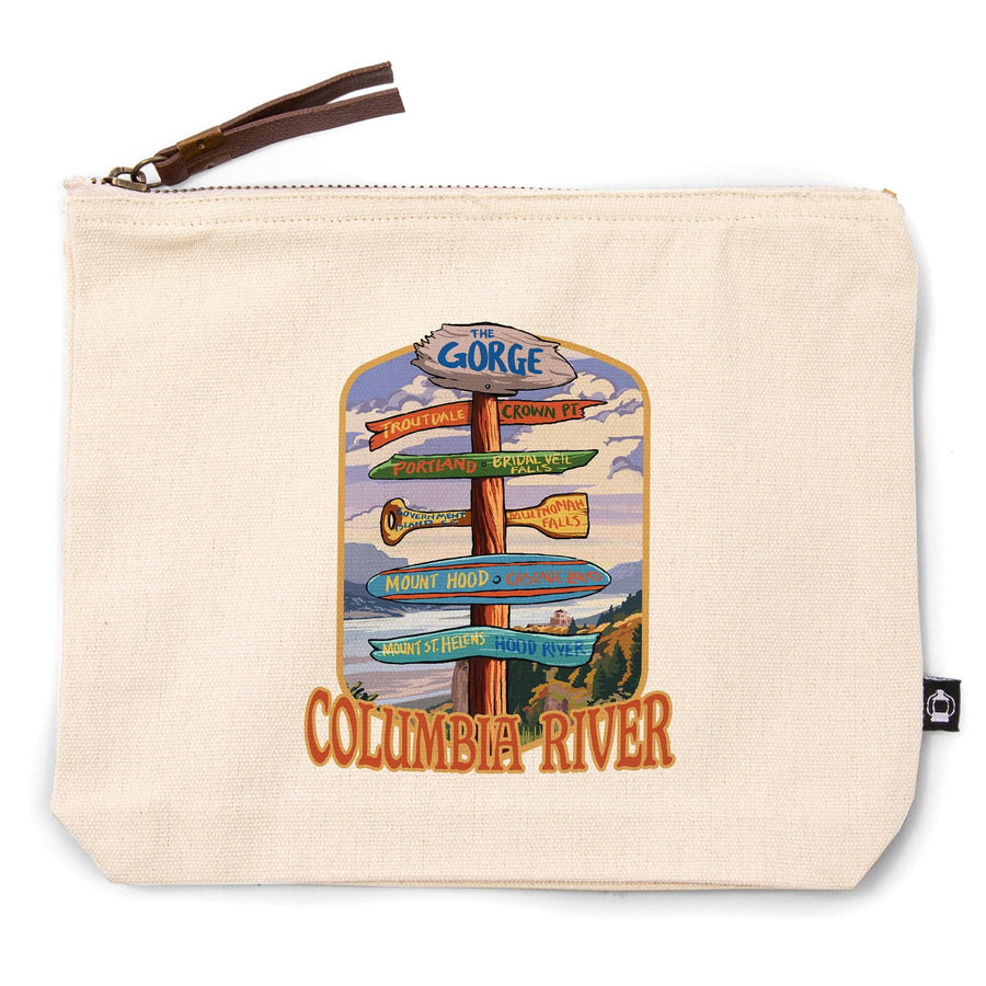 Columbia River Gorge, Oregon, Destinations Sign, Contour, Accessory Go Bag Totes Lantern Press 