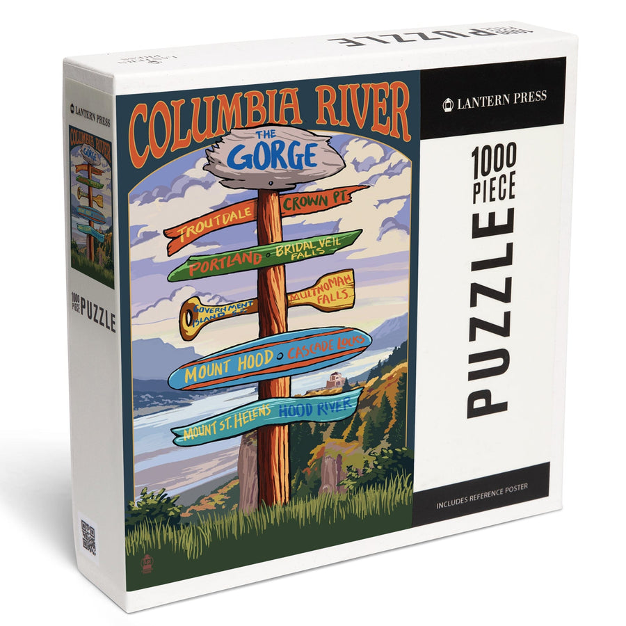 Columbia River Gorge, Oregon, Destinations Sign, Jigsaw Puzzle Puzzle Lantern Press 