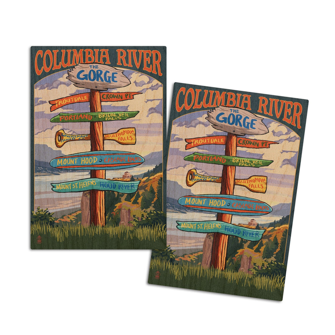 Columbia River Gorge, Oregon, Destinations Sign, Lantern Press Artwork, Wood Signs and Postcards - Lantern Press