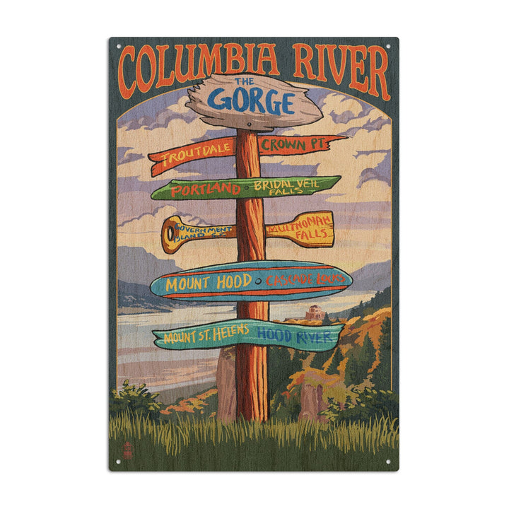 Columbia River Gorge, Oregon, Destinations Sign, Lantern Press Artwork, Wood Signs and Postcards - Lantern Press