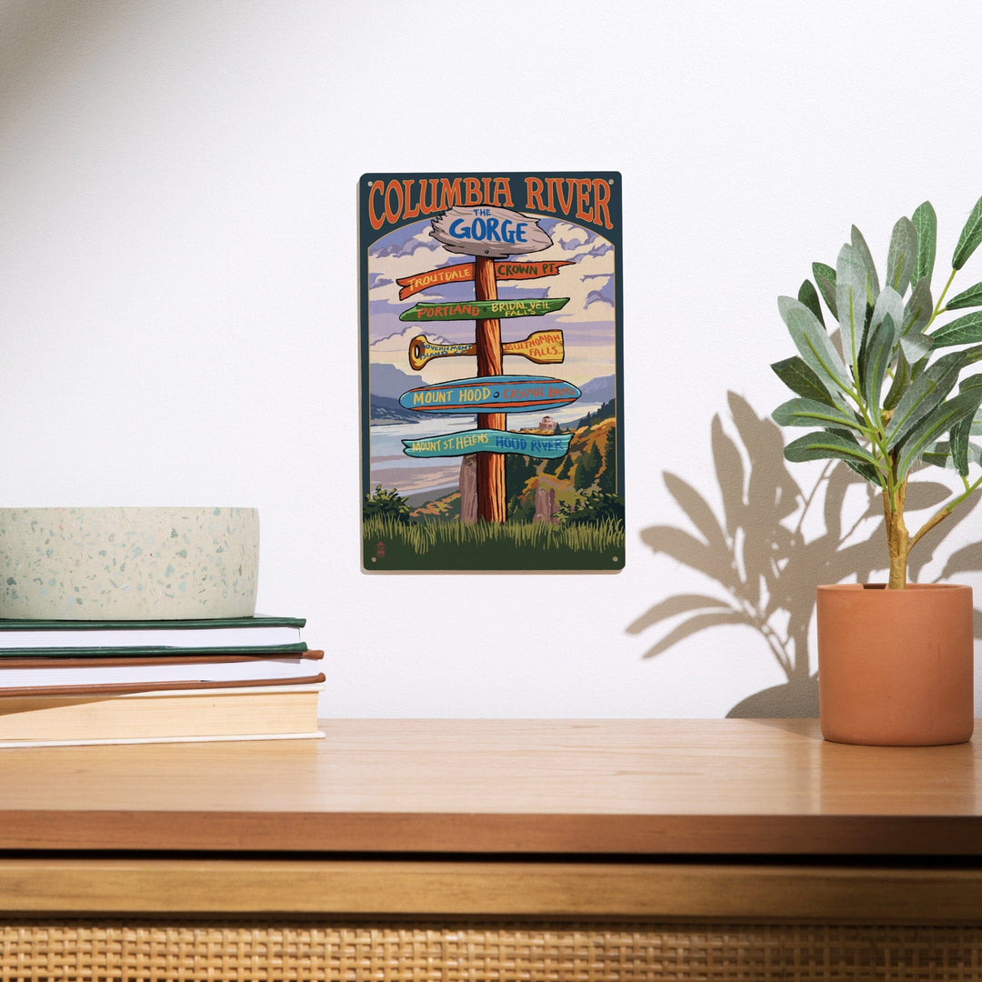 Columbia River Gorge, Oregon, Destinations Sign, Lantern Press Artwork, Wood Signs and Postcards - Lantern Press