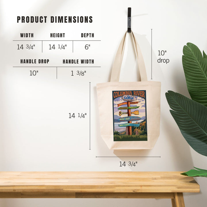 Columbia River Gorge, Oregon, Destinations Sign, Tote Bag Totes Lantern Press 