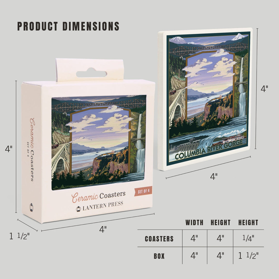 Columbia River Gorge Views, Coasters Coasters Lantern Press 