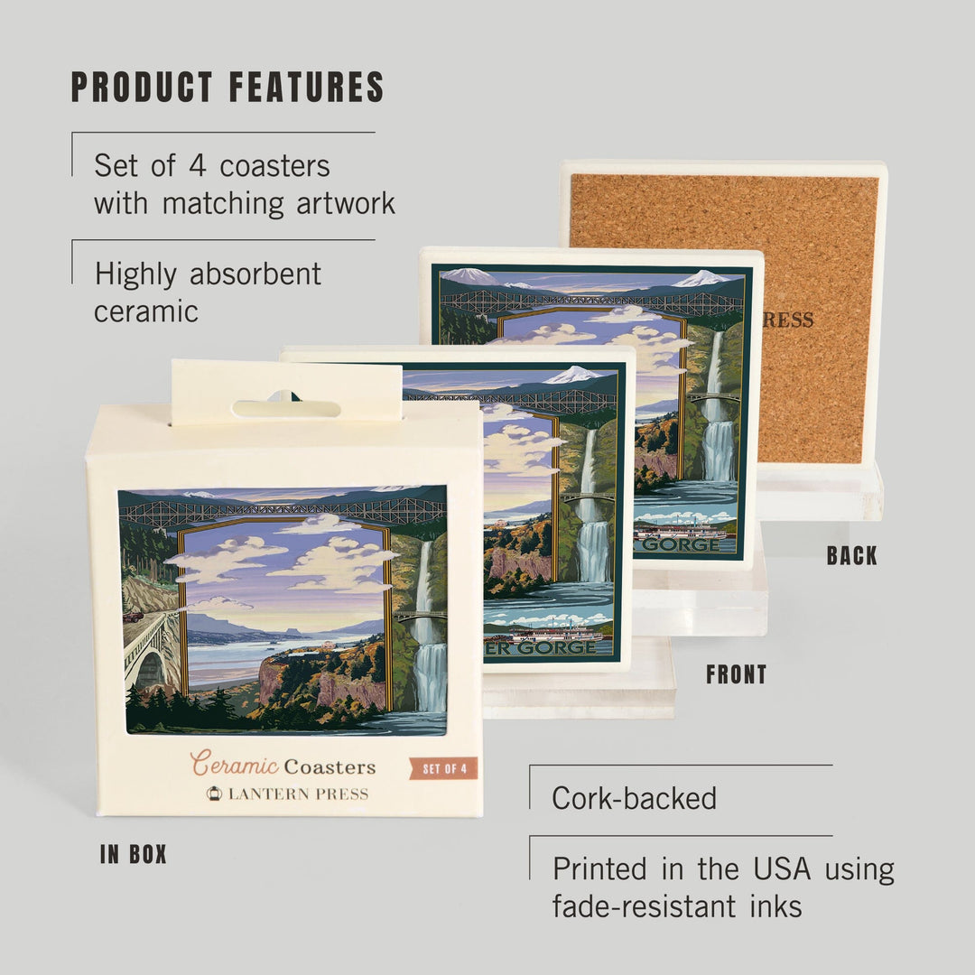 Columbia River Gorge Views, Coasters Coasters Lantern Press 