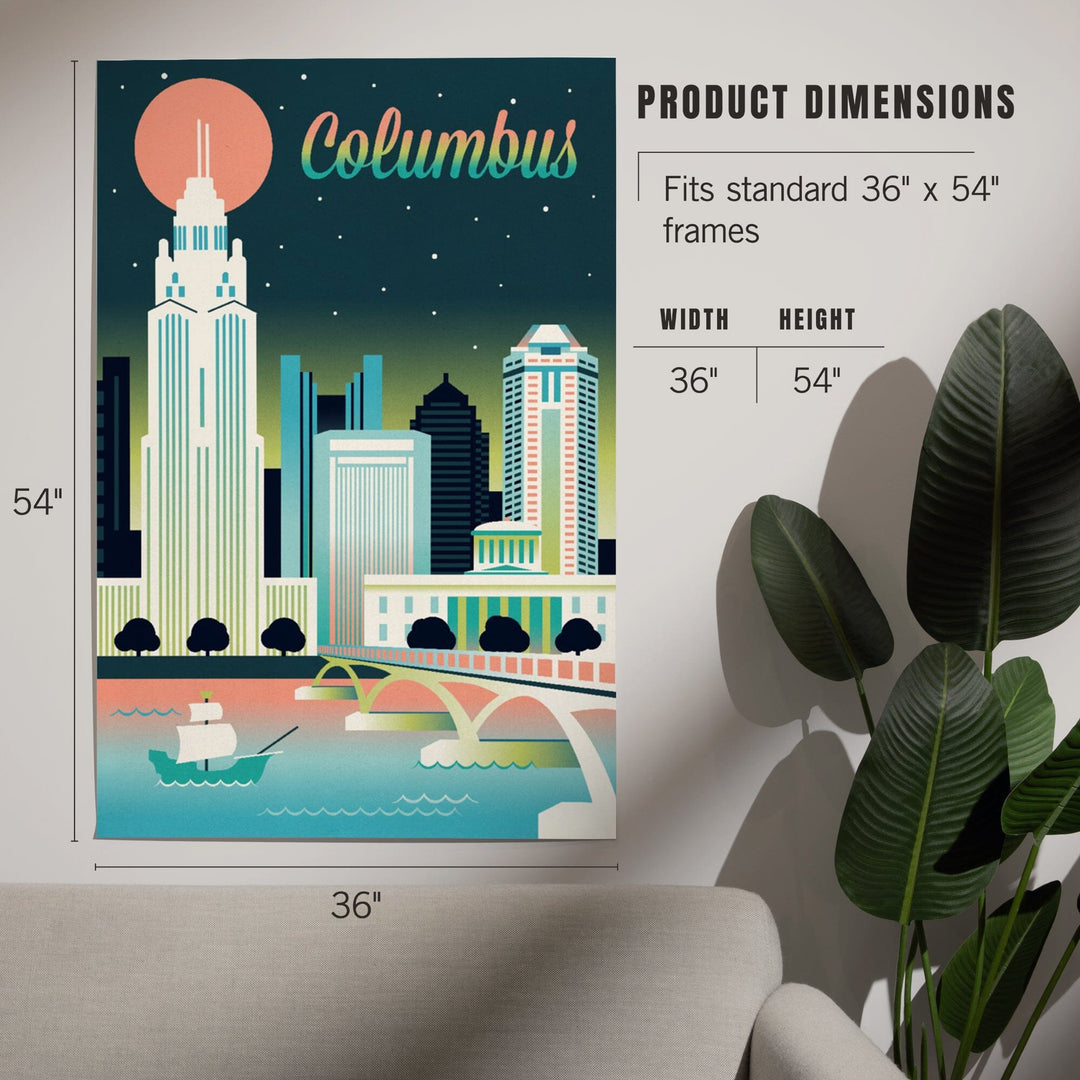 Columbus, Ohio, Retro Skyline Chromatic Series, Art & Giclee Prints Art Lantern Press 