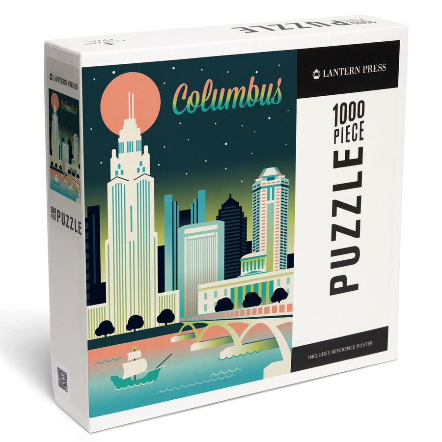 Columbus, Ohio, Retro Skyline Chromatic Series, Jigsaw Puzzle Puzzle Lantern Press 