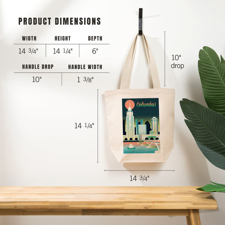 Columbus, Ohio, Retro Skyline Chromatic Series, Tote Bag Totes Lantern Press 