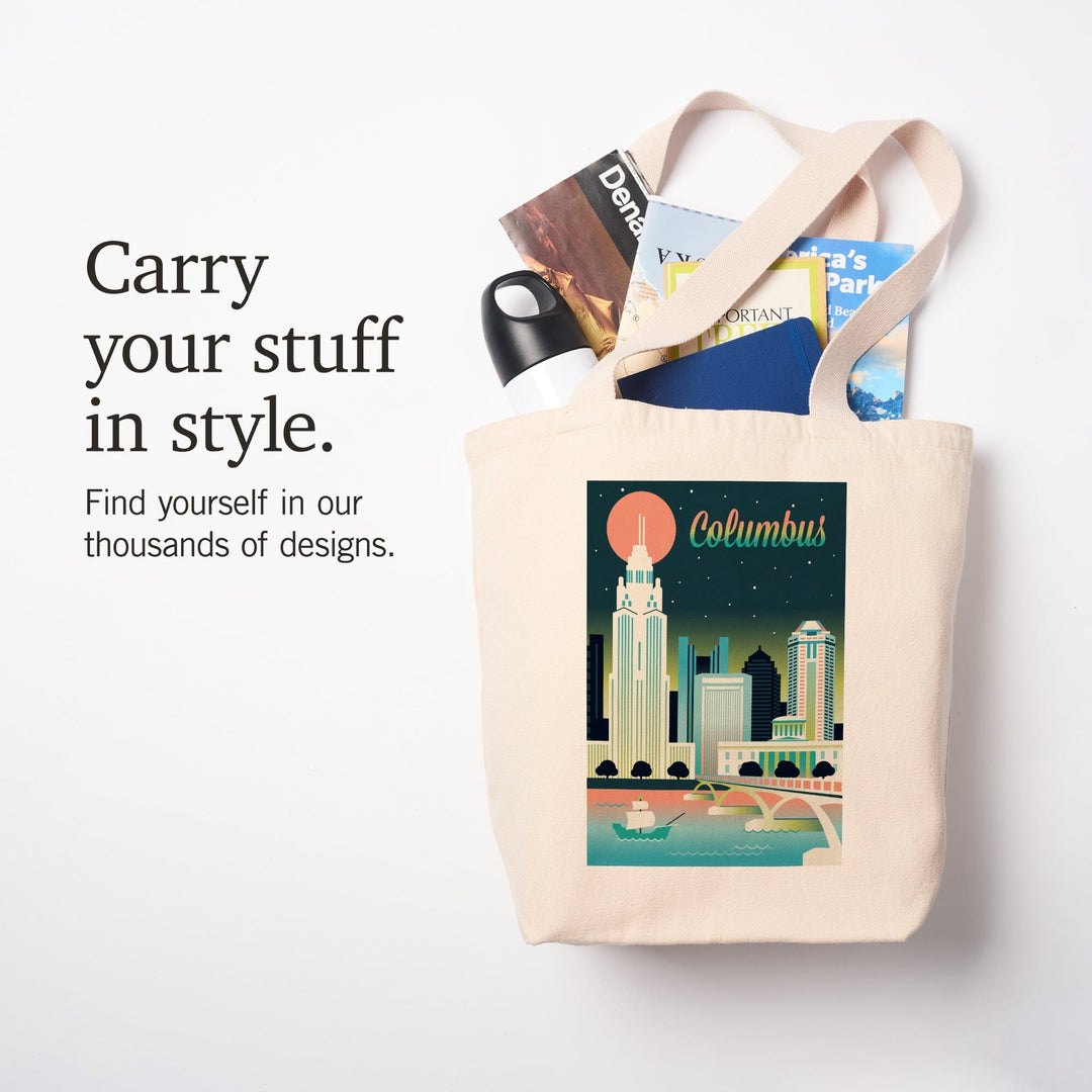 Columbus, Ohio, Retro Skyline Chromatic Series, Tote Bag Totes Lantern Press 