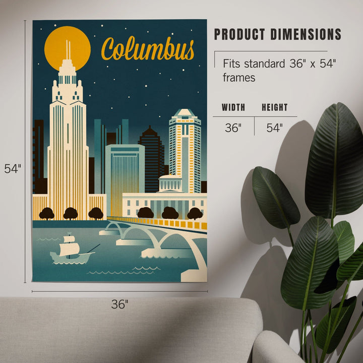 Columbus, Ohio, Retro Skyline Series, Art & Giclee Prints Art Lantern Press 