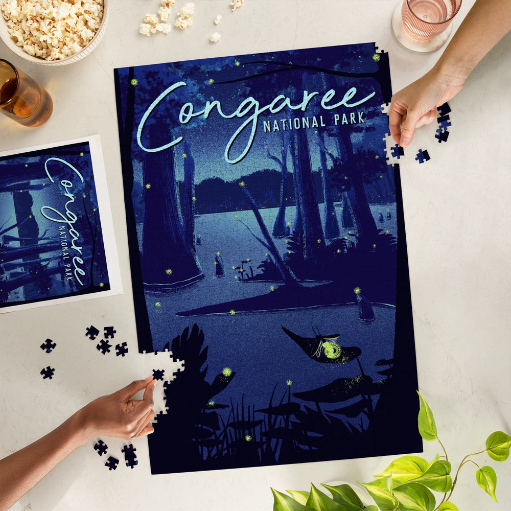 Congaree National Park, South Carolina, Fireflies, Jigsaw Puzzle Puzzle Lantern Press 