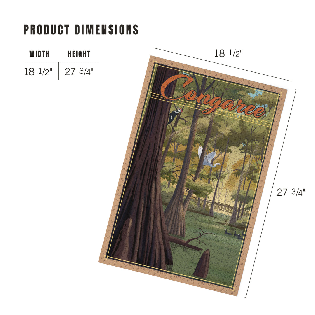 Congaree National Park, South Carolina, Lithograph National Park Series, Jigsaw Puzzle Puzzle Lantern Press 