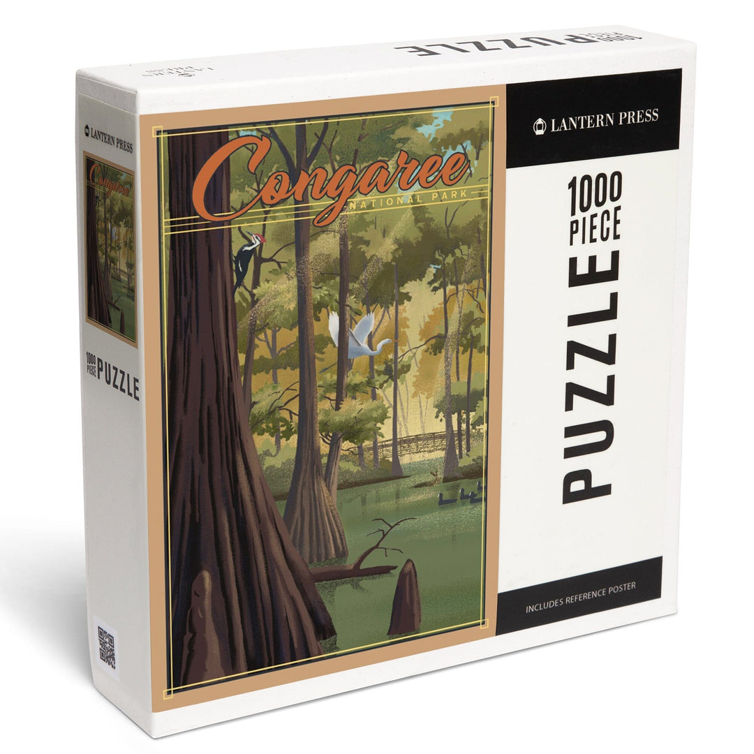 Congaree National Park, South Carolina, Lithograph National Park Series, Jigsaw Puzzle Puzzle Lantern Press 