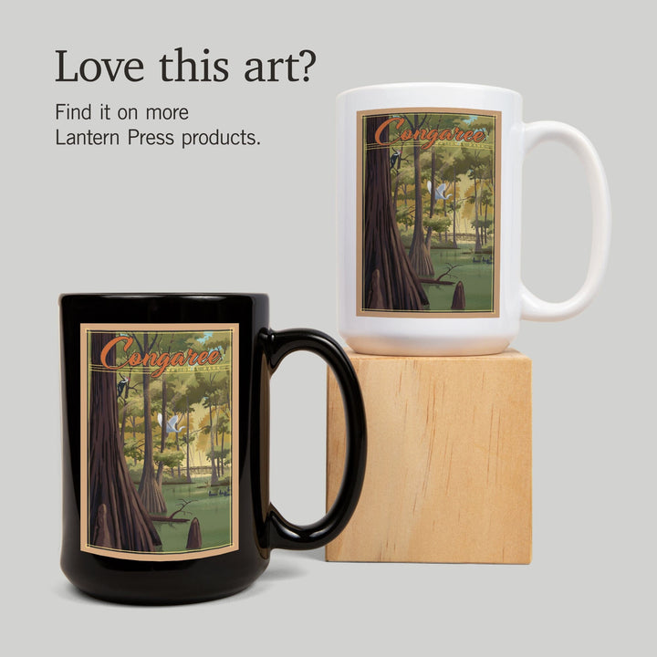 Congaree National Park, South Carolina, Lithograph National Park Series, Lantern Press Artwork, Ceramic Mug Mugs Lantern Press 
