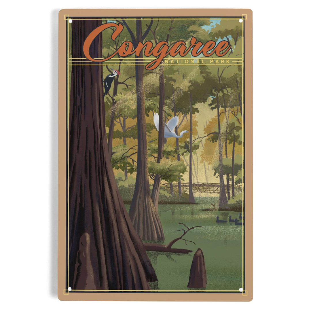 Congaree National Park, South Carolina, Lithograph National Park Series, Metal Signs Metal Lantern Press 