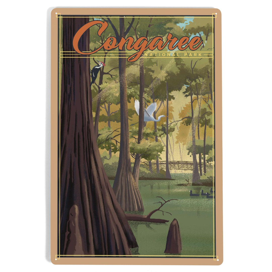 Congaree National Park, South Carolina, Lithograph National Park Series, Metal Signs Metal Lantern Press 