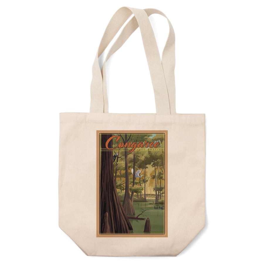 Congaree National Park, South Carolina, Lithograph National Park Series, Tote Bag Totes Lantern Press 