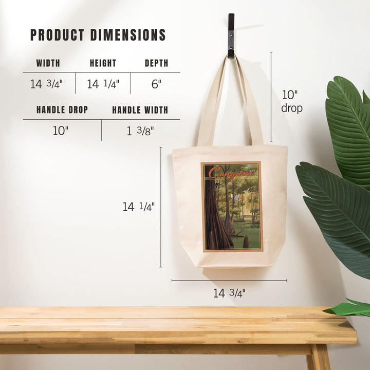 Congaree National Park, South Carolina, Lithograph National Park Series, Tote Bag Totes Lantern Press 