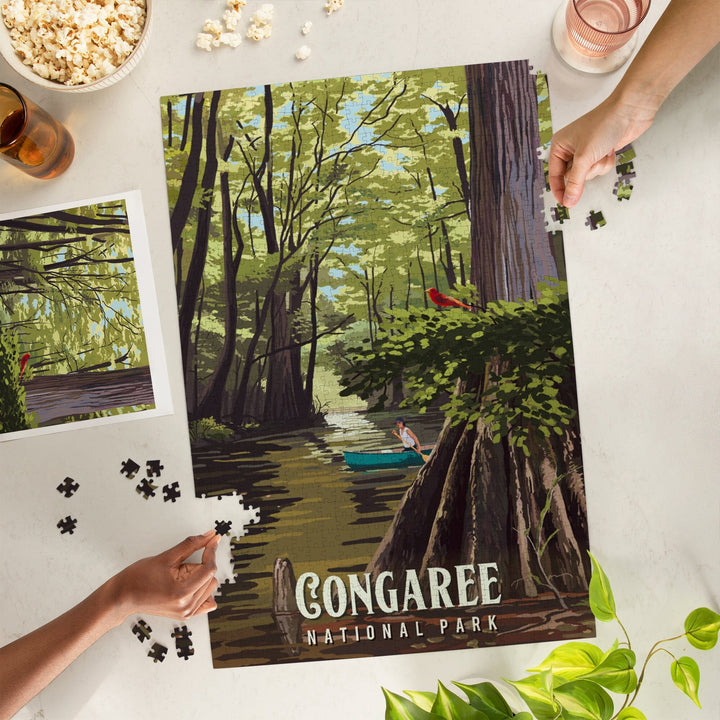 Congaree National Park, South Carolina, Painterly National Park Series, Jigsaw Puzzle Puzzle Lantern Press 
