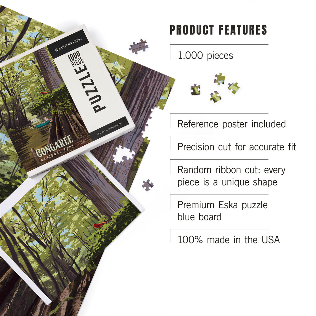 Congaree National Park, South Carolina, Painterly National Park Series, Jigsaw Puzzle Puzzle Lantern Press 