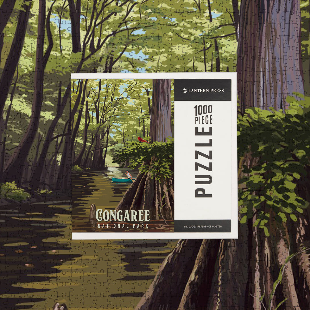 Congaree National Park, South Carolina, Painterly National Park Series, Jigsaw Puzzle Puzzle Lantern Press 