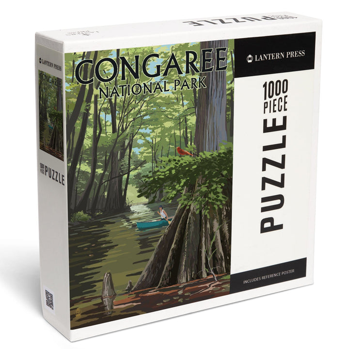 Congaree National Park, South Carolina, River View, Painterly Series, Jigsaw Puzzle Puzzle Lantern Press 