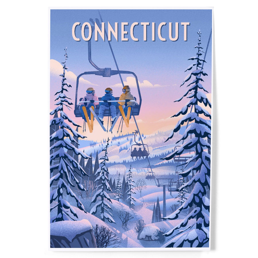 Connecticut, Chill on the Uphill, Ski Lift, Art & Giclee Prints Art Lantern Press 