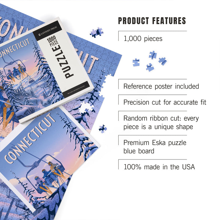Connecticut, Chill on the Uphill, Ski Lift, Jigsaw Puzzle Puzzle Lantern Press 