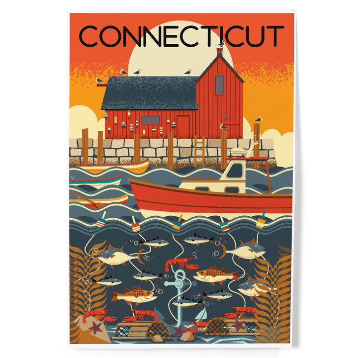 Connecticut, Nautical Geometric, Art & Giclee Prints Art Lantern Press 