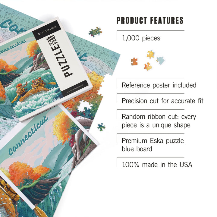 Connecticut, Seek Adventure, River Rafting, Fall Colors, Jigsaw Puzzle Puzzle Lantern Press 