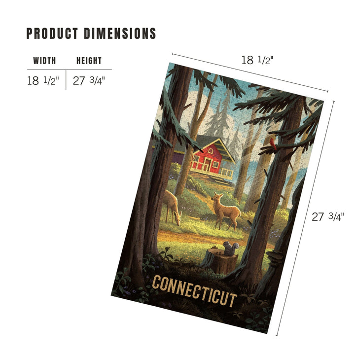 Connecticut, Slip Away, Cabin With Wildlife, Jigsaw Puzzle Puzzle Lantern Press 