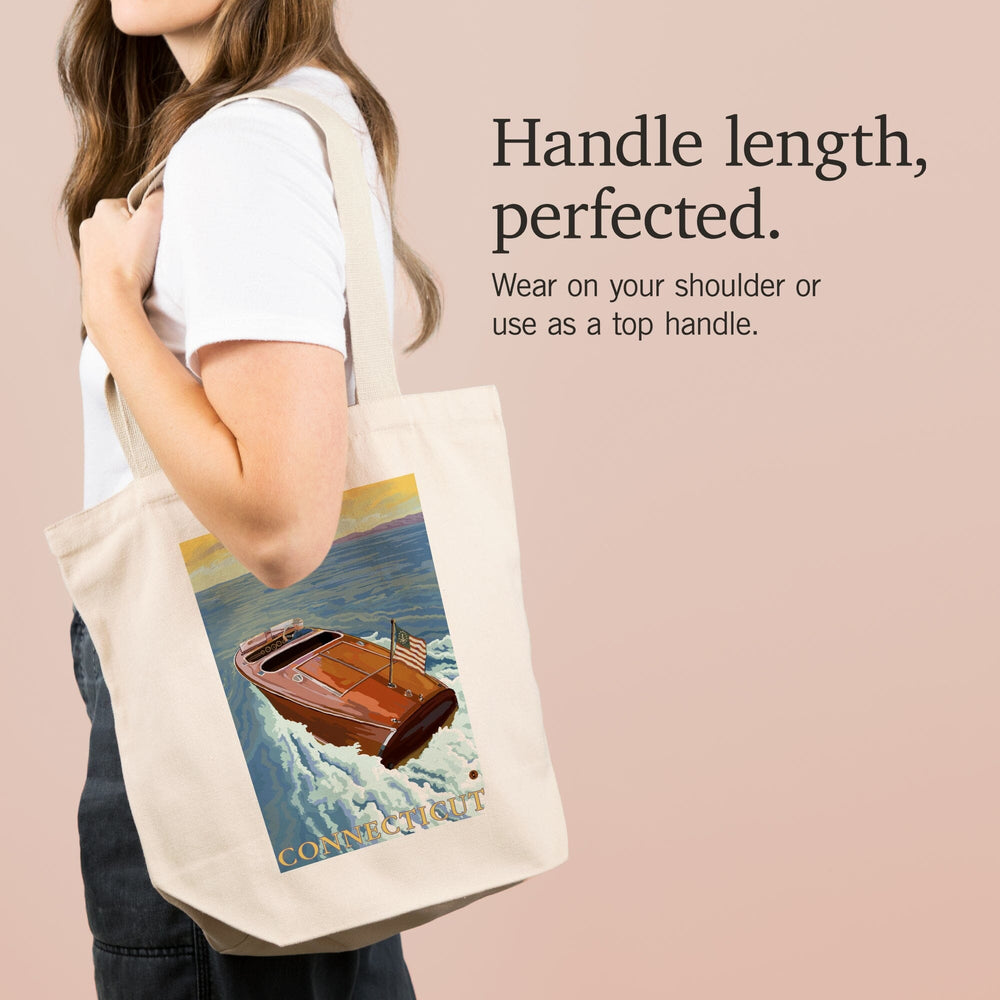 Connecticut, Wooden Boat, Tote Bag Totes Lantern Press 
