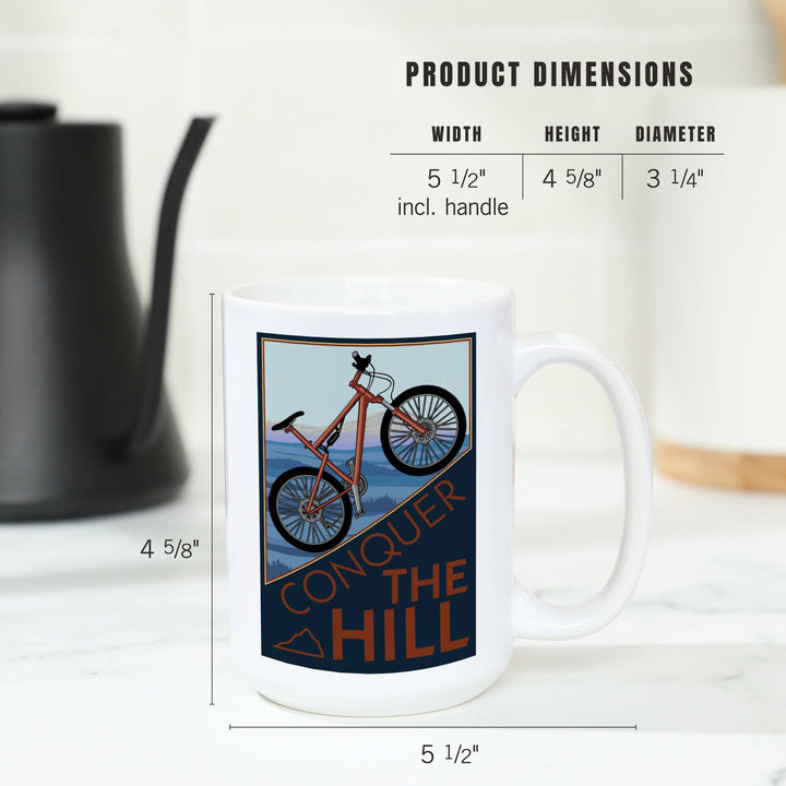 Conquer the Hill, Mountain Bike, Ceramic Mug Mugs Lantern Press 
