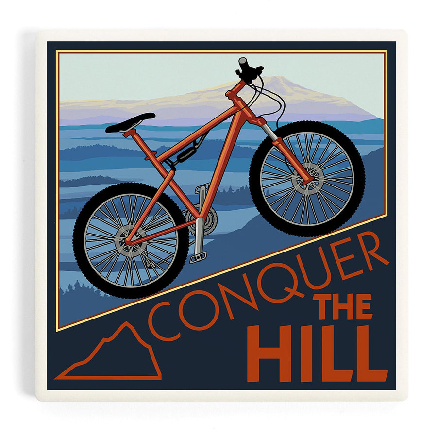 Conquer the Hill, Mountain Bike, Coasters Coasters Lantern Press 