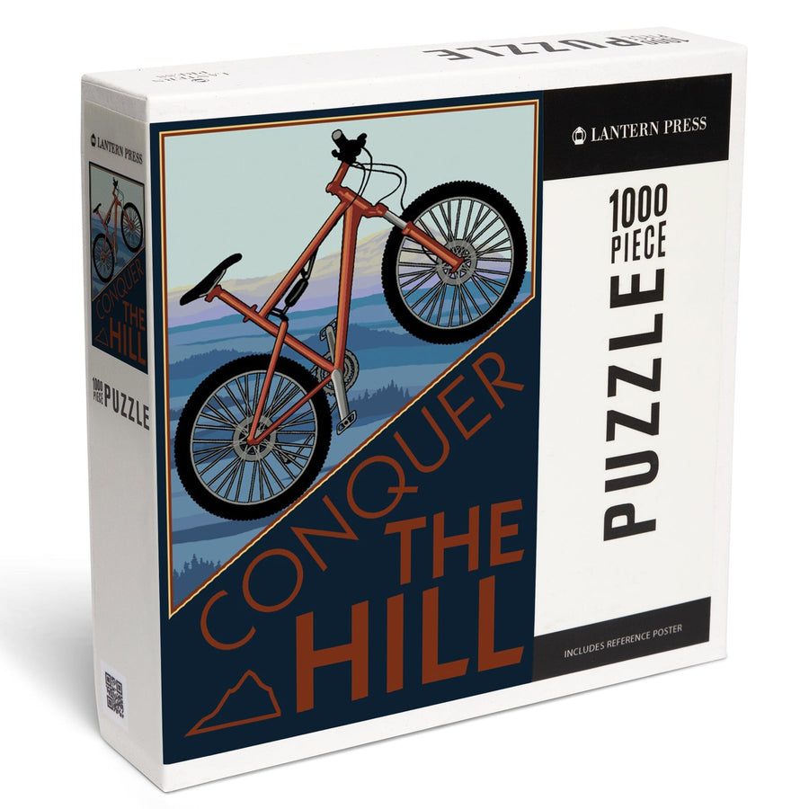 Conquer the Hill, Mountain Bike, Jigsaw Puzzle Puzzle Lantern Press 