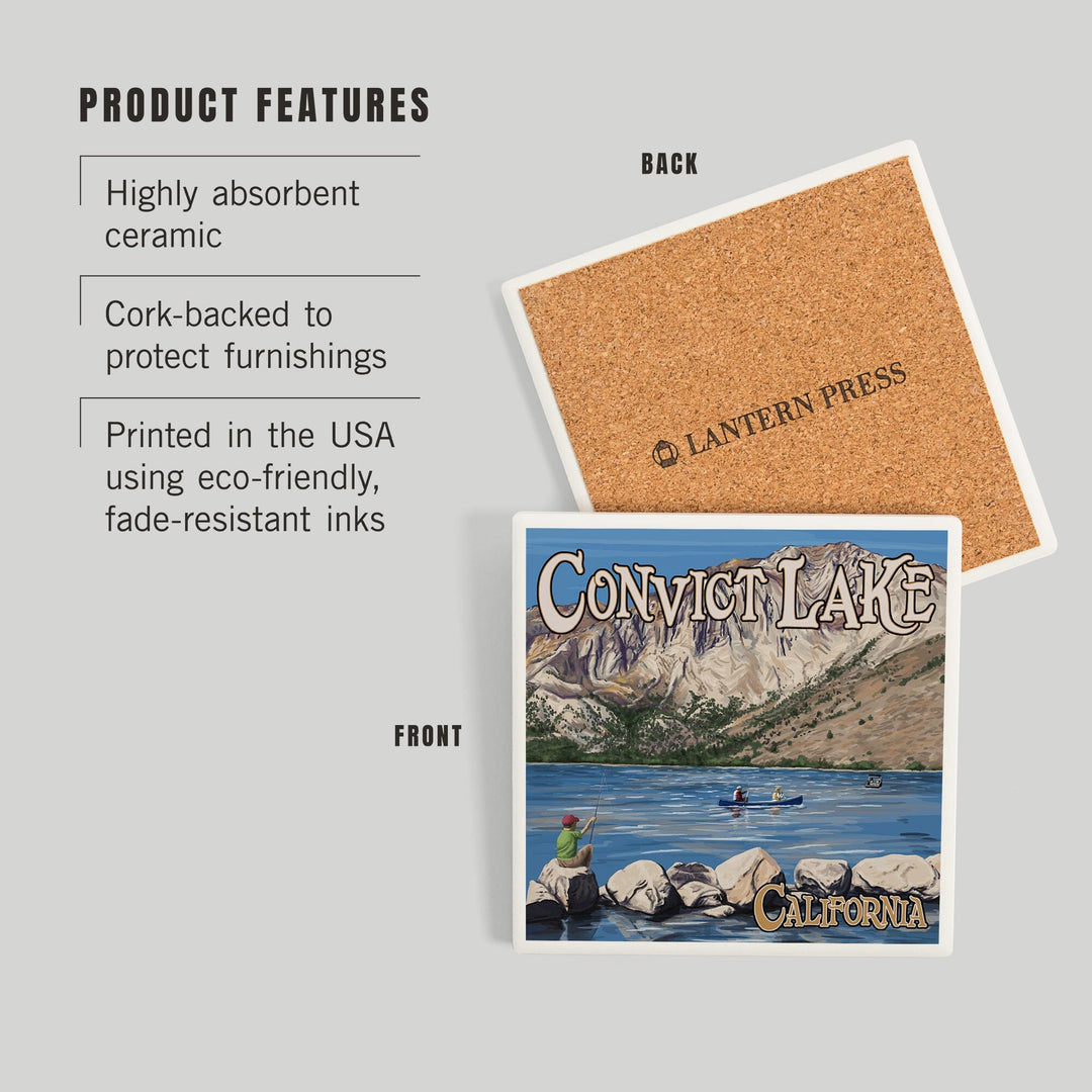 Convict Lake, California Scene, Coasters Coasters Lantern Press 