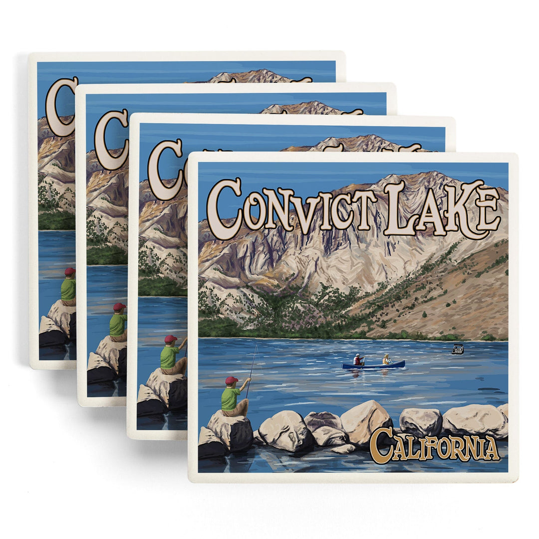 Convict Lake, California Scene, Coasters Coasters Lantern Press 