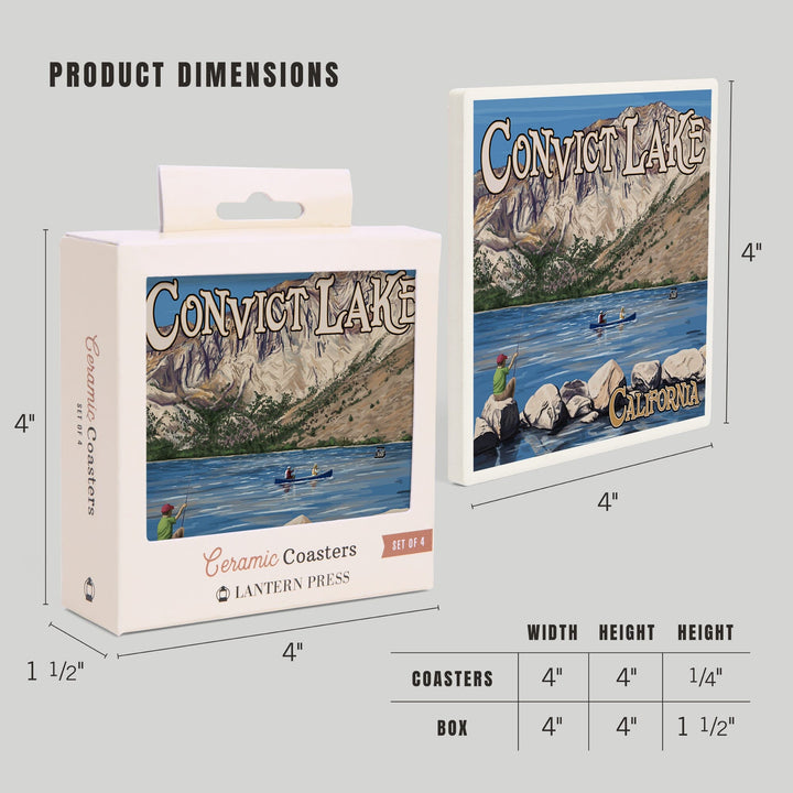 Convict Lake, California Scene, Coasters Coasters Lantern Press 