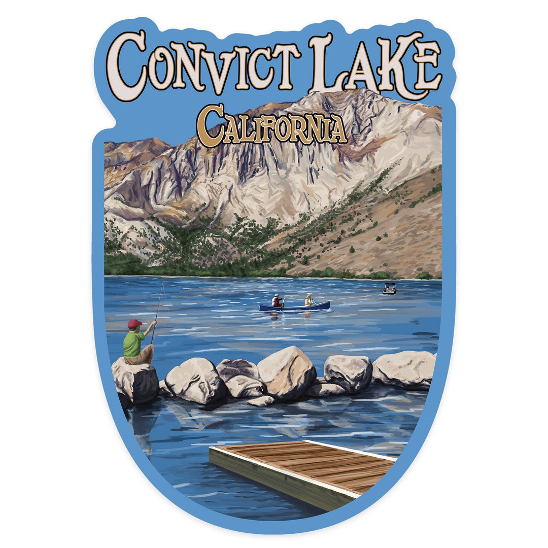 Convict Lake, California Scene, Contour, Vinyl Sticker - Lantern Press