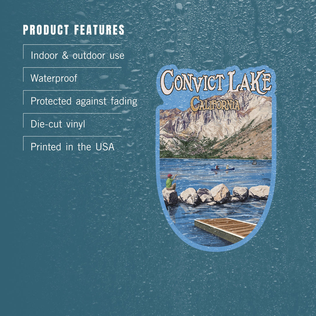 Convict Lake, California Scene, Contour, Vinyl Sticker - Lantern Press