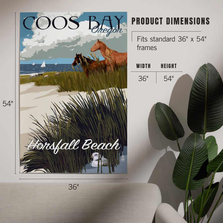 Coos Bay, Oregon, Horses and Dunes, Art & Giclee Prints Art Lantern Press 