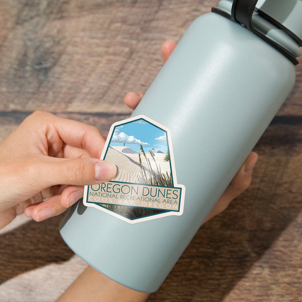 Coos Bay, Oregon, Sand Dunes Day Scene, Contour, Vinyl Sticker - Lantern Press