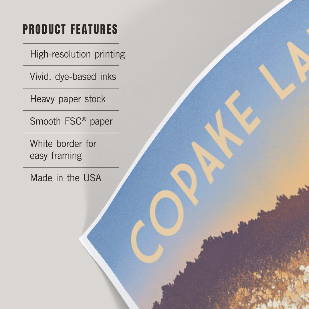 Copake Lake, New York, Get Outside Series, Wake Surfing, Art & Giclee Prints Art Lantern Press 